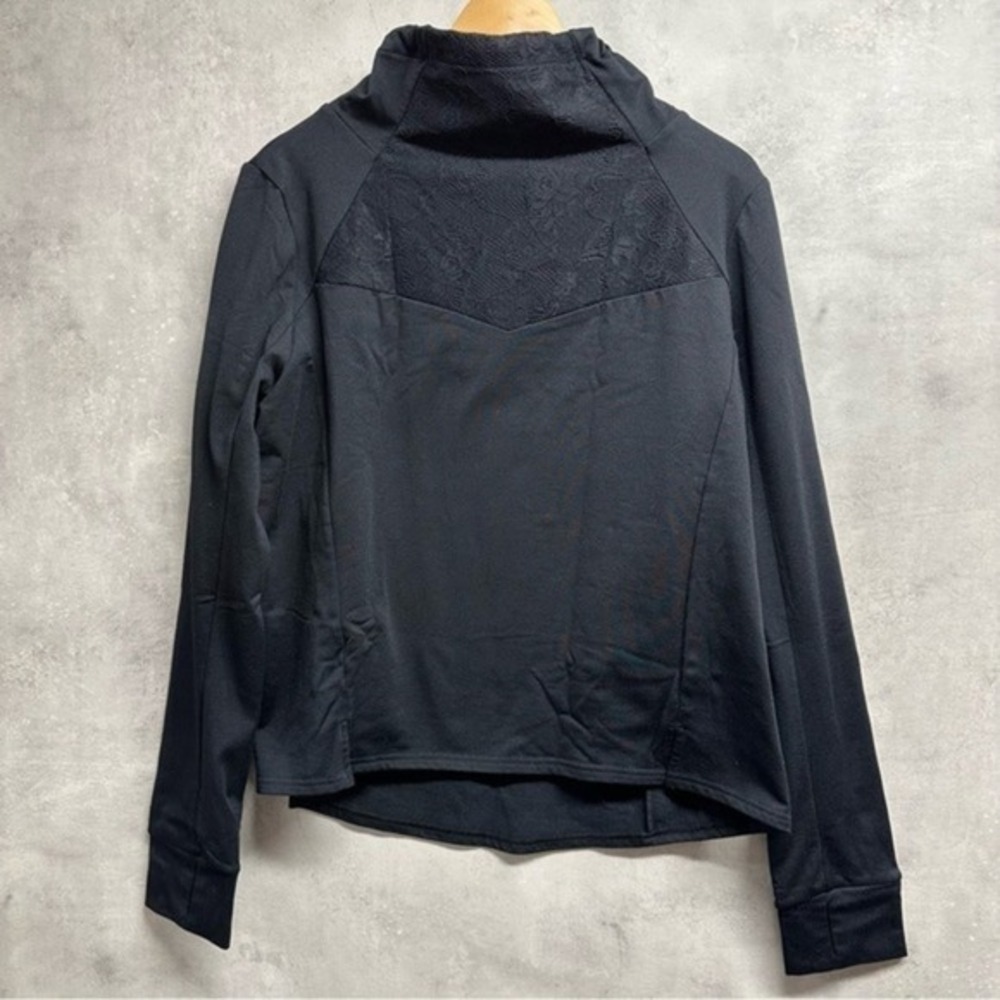 Fabletics Black Lace Trim Long Sleeve Pullover Top Mock Neck Sz XXL - Picture 6 of 13